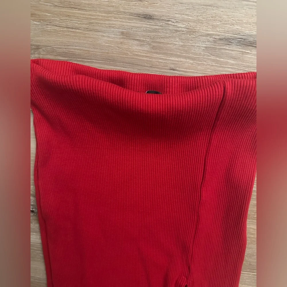 Lulus Red Ribbed BodyCon Maxi Skirt S